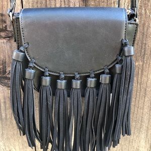 Fringed black purse
